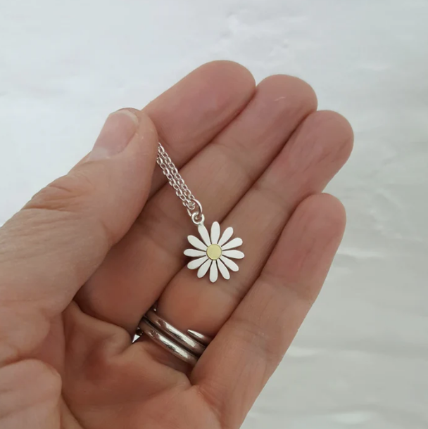 DIANA GREENWOOD Aster Flower pendant in Silver & 18ct gold