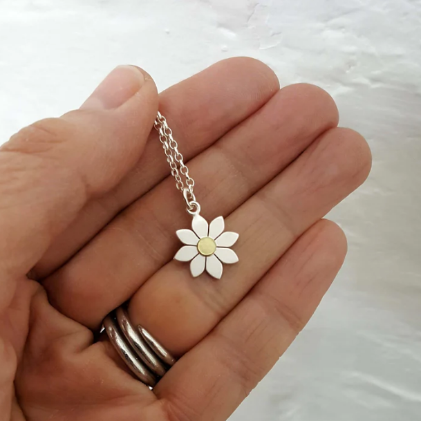 DIANA GREENWOOD Dahlia pendant in sterling silver & 18ct gold