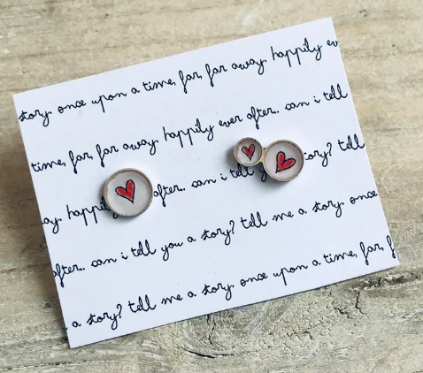 CLARE COLLINSON - Offset Sterling Silver Studs - Hearts