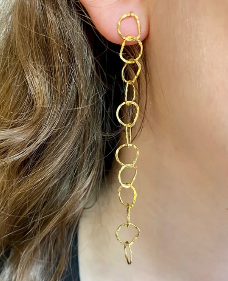 BEA JARENO - Afiok 12 link studs earrings in 24ct yellow gold vermeil plated signature textured links