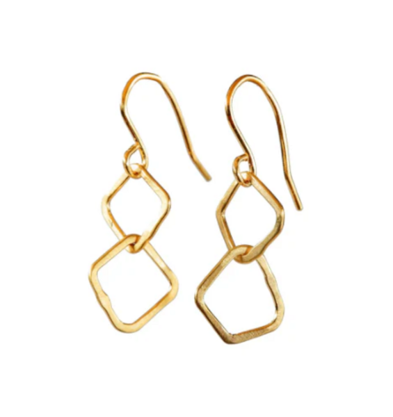BEA JARENO Indian summer two irregular links hook earrings recycled 24ct yellow gold vermeil