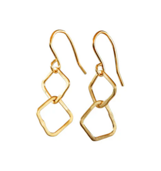BEA JARENO - Indian summer two  irregular links hook earrings recycled 24ct yellow gold vermeil