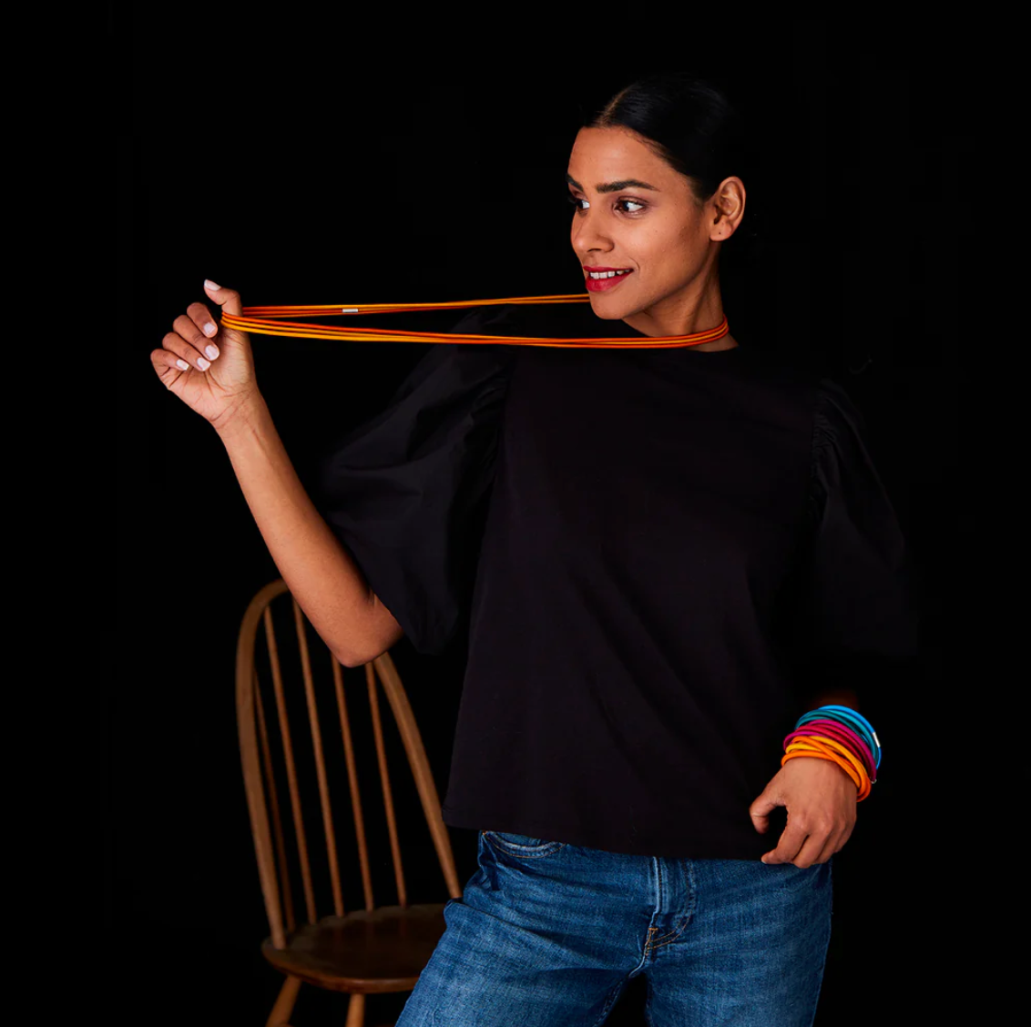 GILLY LANGTON - Super string necklace- Coffee/caramel