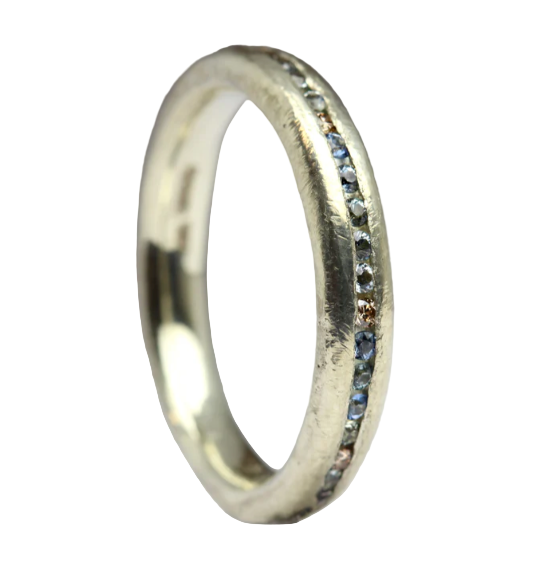 JUSTIN DUANCE - Sandcast Comfort with Sapphire & Brown Diamond Eternity Ring
