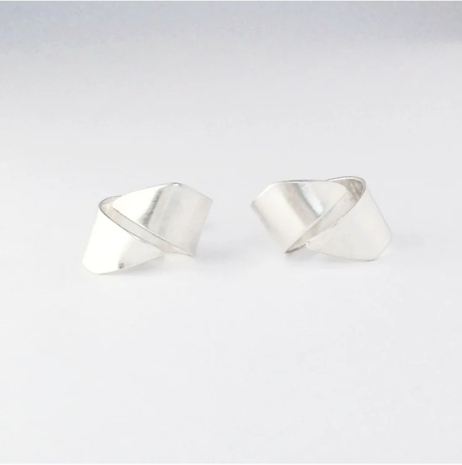 JODIE HOOK - Ribbon End Stud Earrings, Sterling Silver