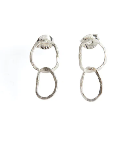 BEA JARENO - Afiok Two Link Stud Earrings, Sterling Silver