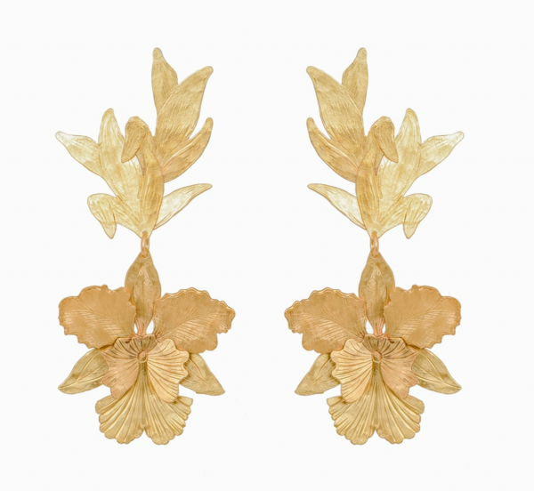 WE DREAM IN COLOUR Brass La'akea Orchid Earrings
