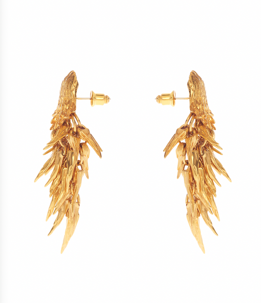 SIMON HARRISON JEWELLERY - Dionysus Bear Drop Earrings Gold Plated Stainless Steel