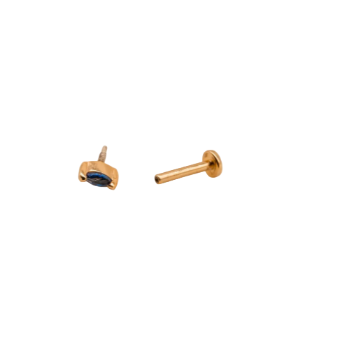CLAIRE HILL - Sapphire Cubic Zirconia Gold Labret Earring