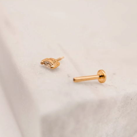 CLAIRE HILL - Clear Cubic Zirconia Gold Labret Earring