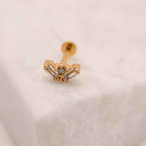 CLAIRE HILL - Fan Cubic Zirconia Gold Labret Earring