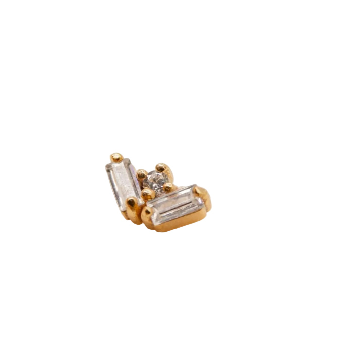 CLAIRE HILL - Fan Cubic Zirconia Gold Labret Earring