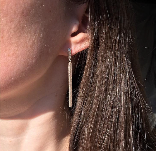 LUCY THOMPSON - Angled BAR Drop Earrings, silver