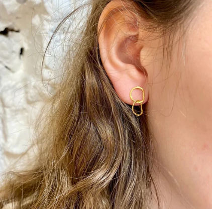 BEA JARENO - Afiok Two Link Studs, 24ct Gold Vermeil