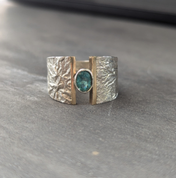 AMR LD02 - Luna-Desire Ring - 9ct & Sterling Silver with Semi-Precious Stone- O