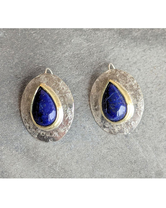 ANNE MORGAN - Silver Cerigyn earrings with lapis in 18ct setting