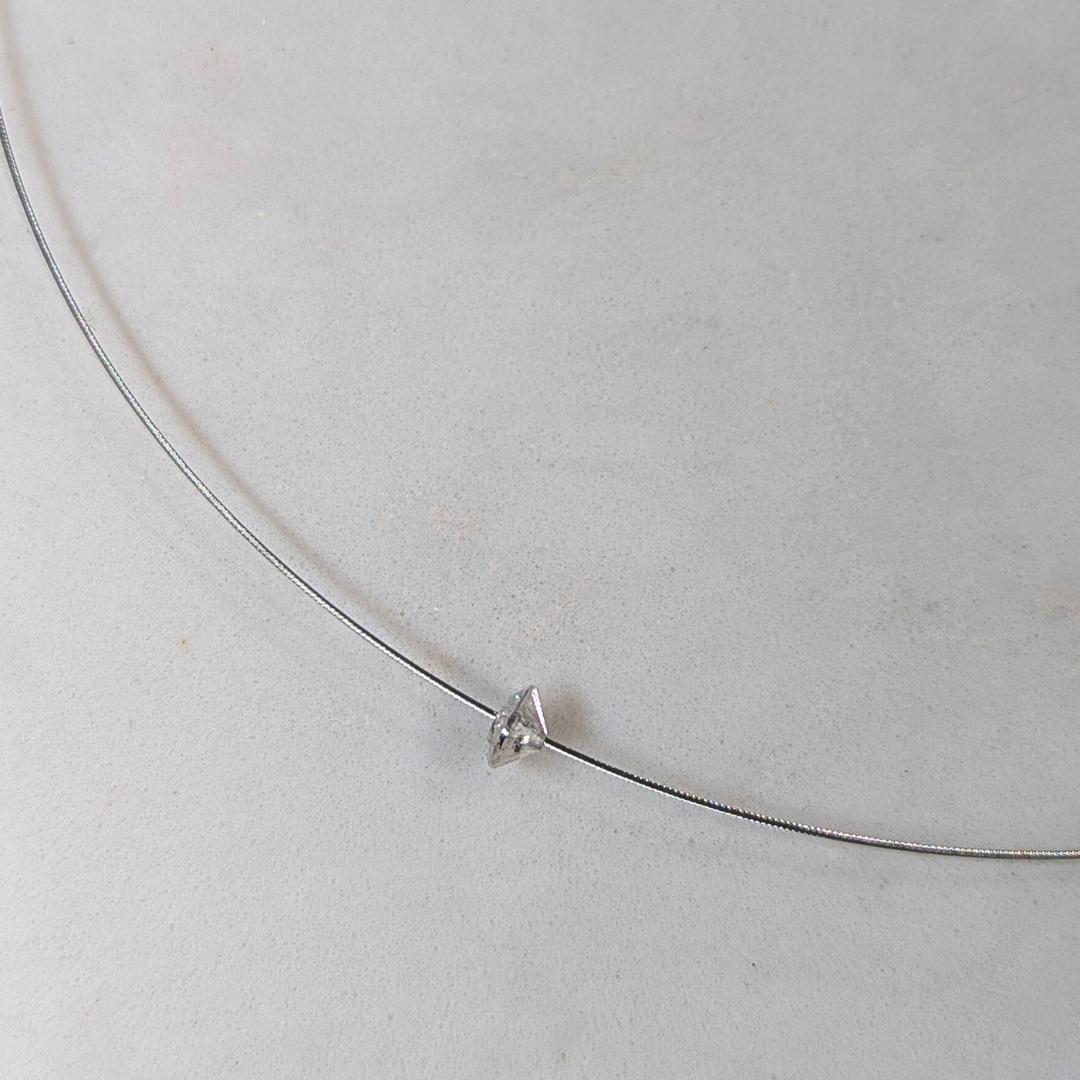 ANNE MORGAN - Salt and Pepper Diamond 0.65ct & Steel Cable