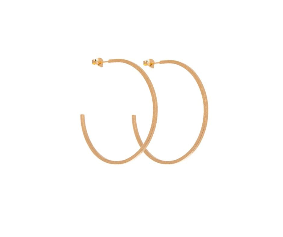 LUCY THOMPSON - Bar thin hoops - large yellow gold plated