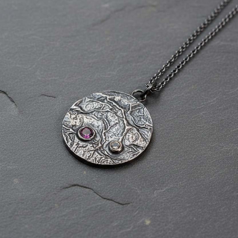 ANNE MORGAN - Moonlens with garnet and citrine necklace