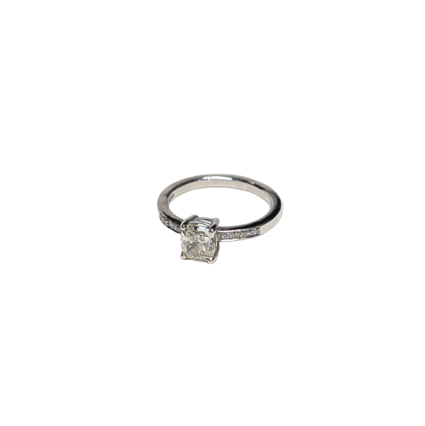 Platinum and Cushion Cut Diamond Ring
