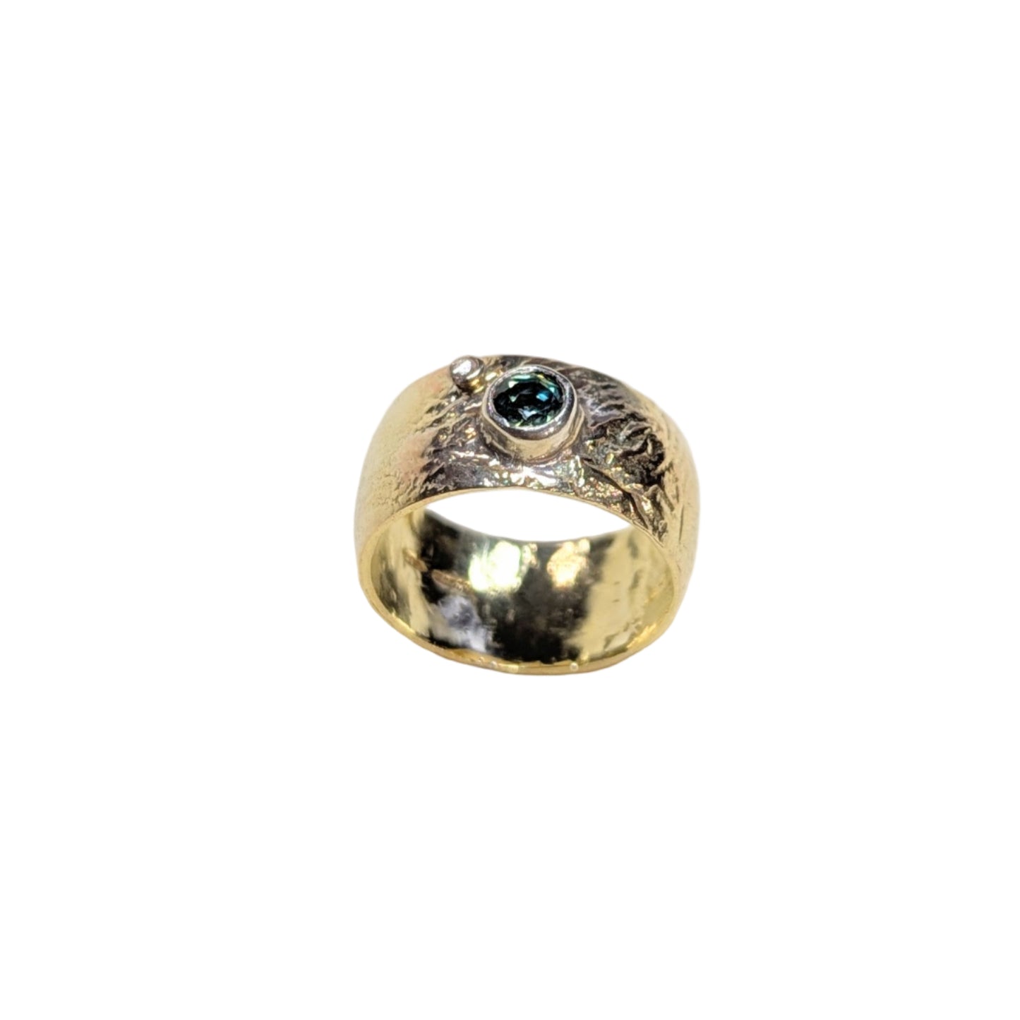 9ct Yellow Gold Orb ring with Sapphire and diamond
