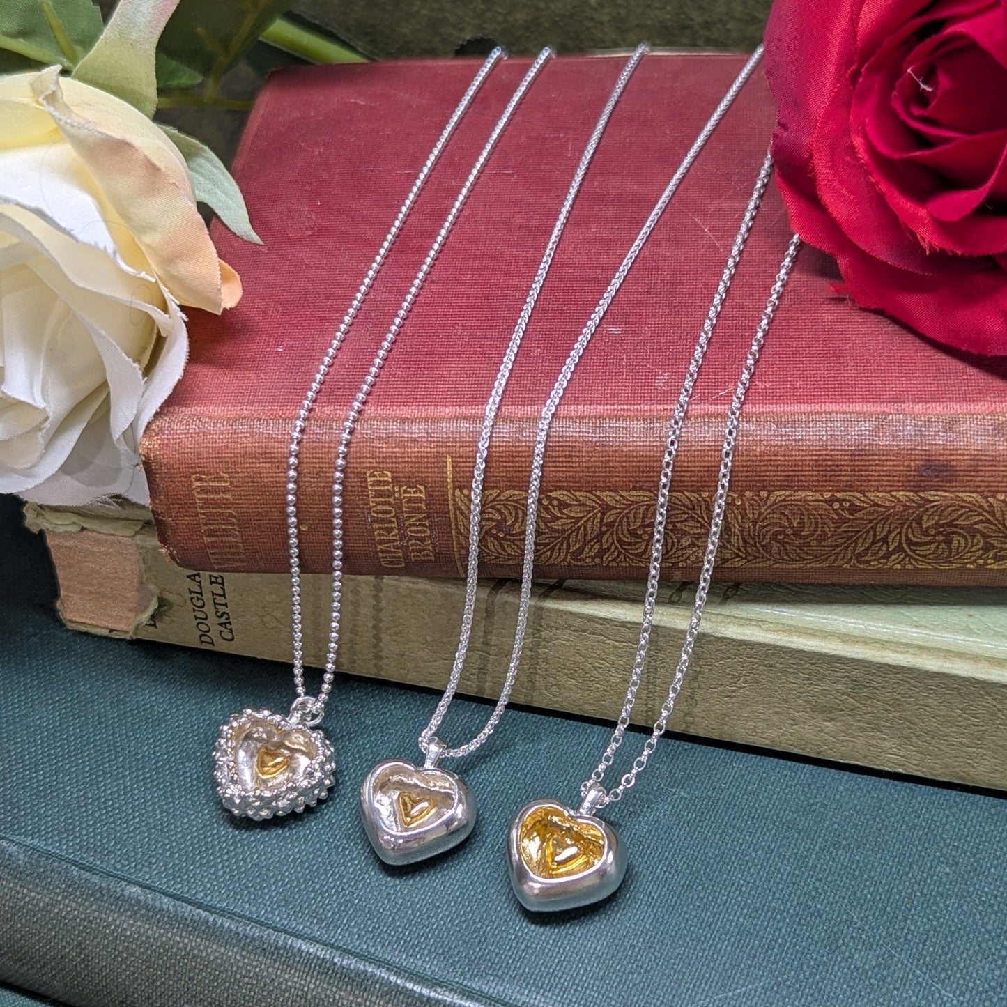 Hand carved silver heart