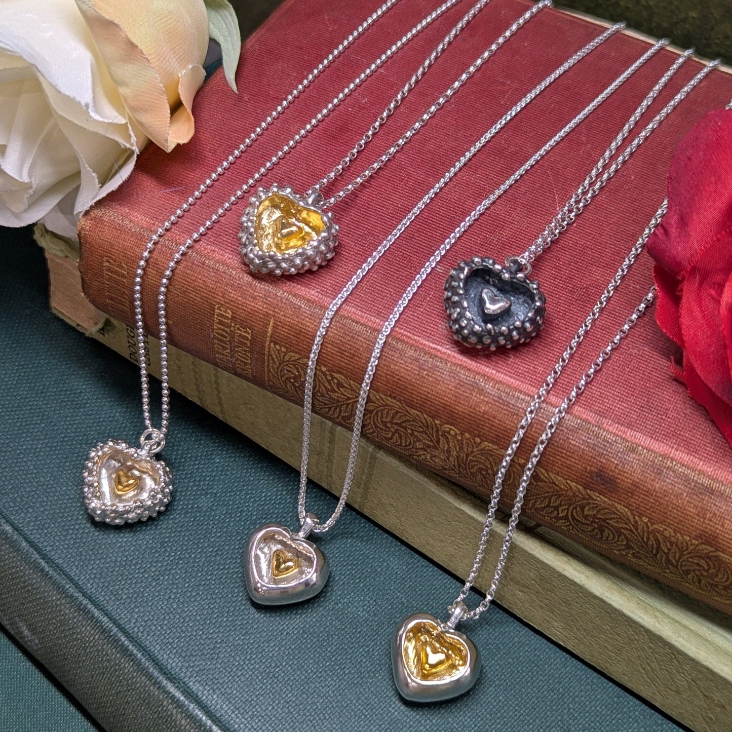 CLAIRE QUICK - Silver Heart within a Heart Pendant - Smooth