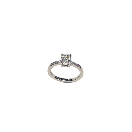 Platinum and Cushion Cut Diamond Ring