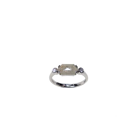 Hex Diamond with Brilliant White Diamonds 18ct white gold