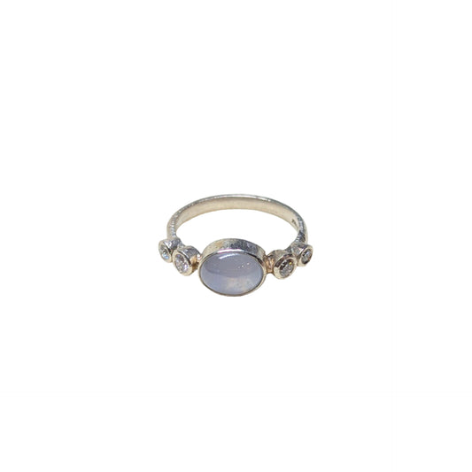 'Jessie' Star Sapphire and Diamond Ring 9ct white gold.