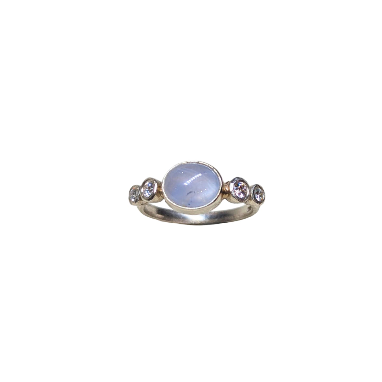 'Jessie' Star Sapphire and Diamond Ring 9ct white gold.