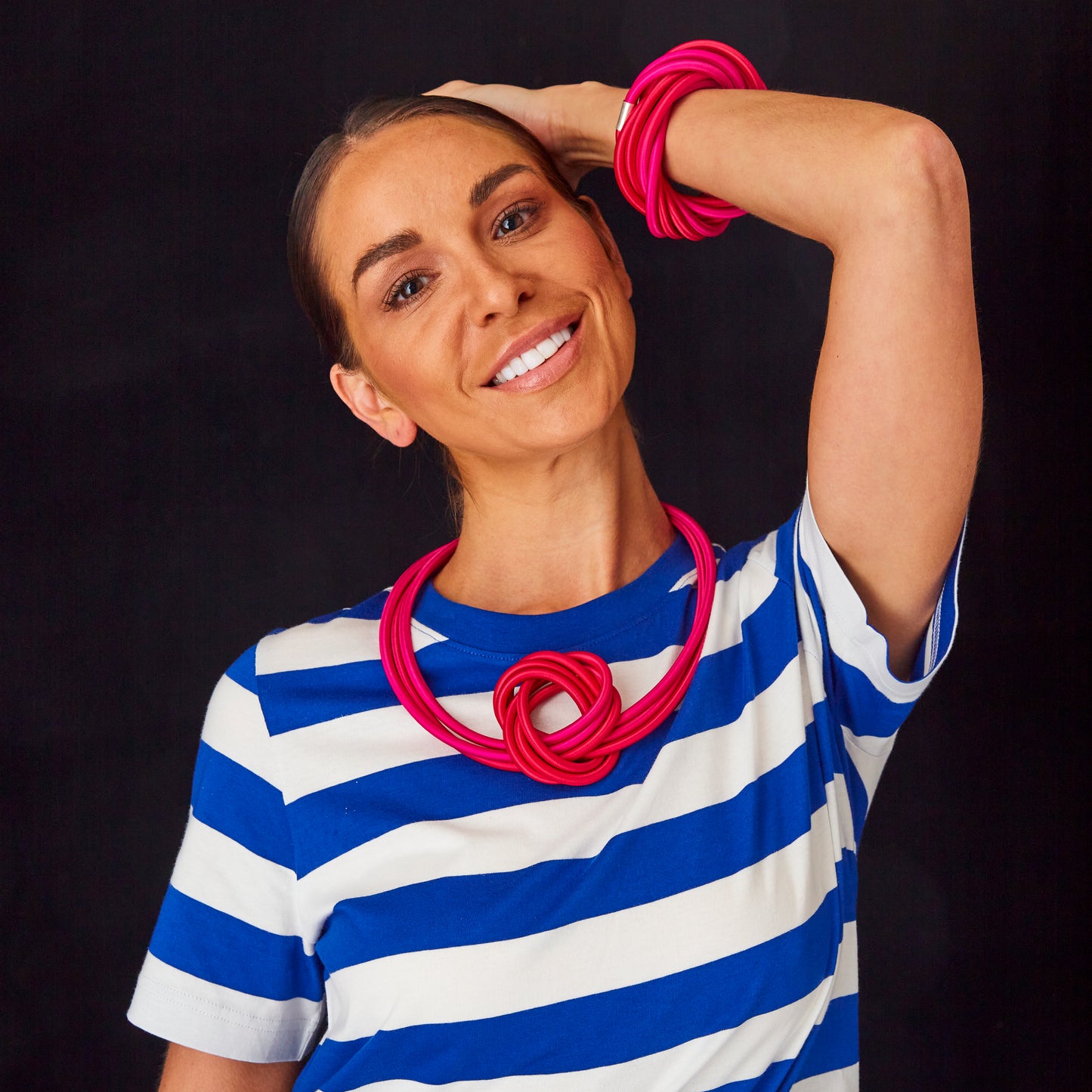 GILLY LANGTON Porthole Necklace Hot Pink/Cherry