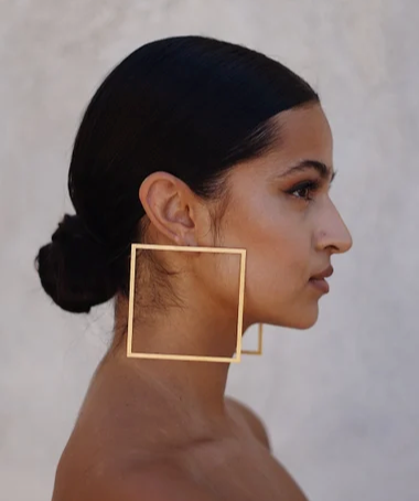 LAKALUKA - Large Square gold plated Hoop Earrings