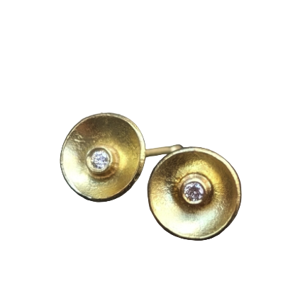 SHAMIRA CARLOW - Small 18ct gold cup earrings with diamonds