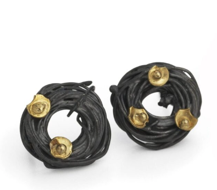 SHIMARA CARLOW - Oxidised silver acorn cup wrap studs