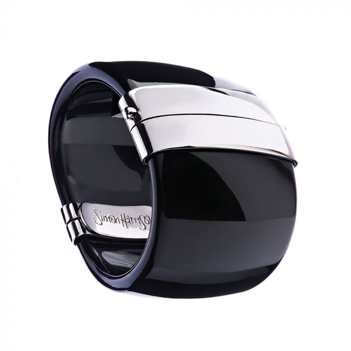 SIMON HARRISON JEWELLERY - Maia Plain Stainless Steel Bangle- Black small