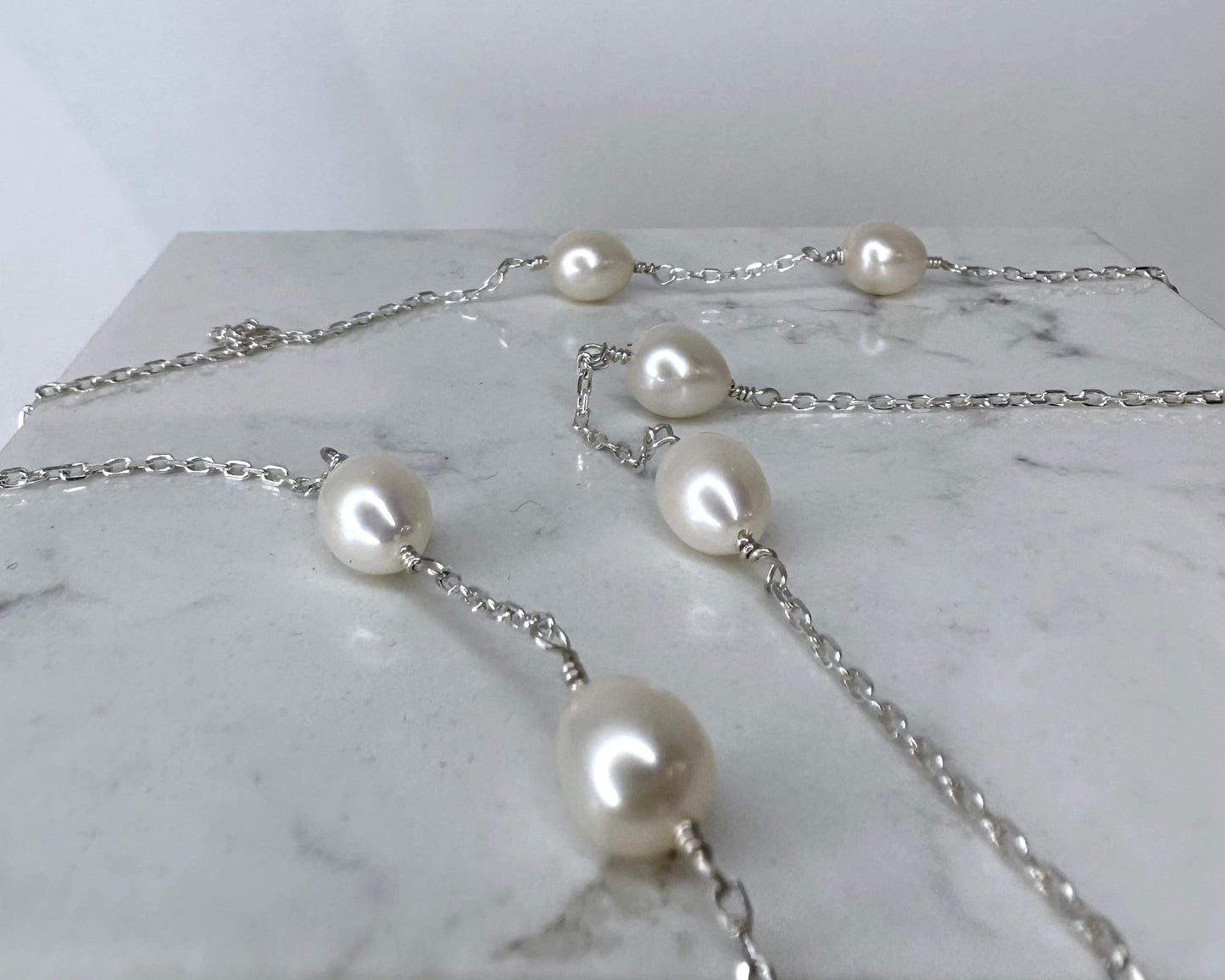 DUXFORD STUDIOS - Long Pearl Heartbeat Necklace