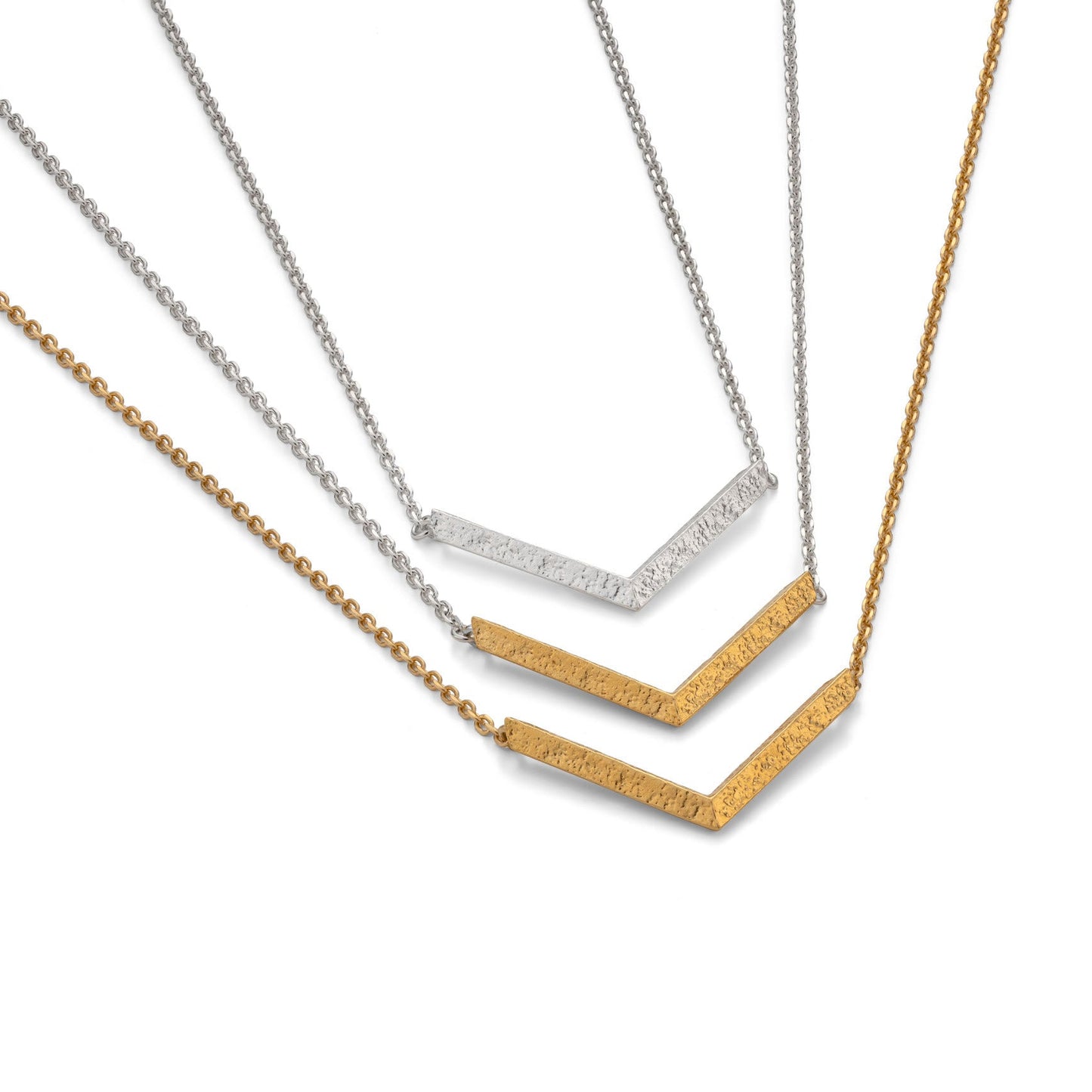 LUCY THOMPSON - Angled Chevron Necklace - Gold Plated on Silver Chain