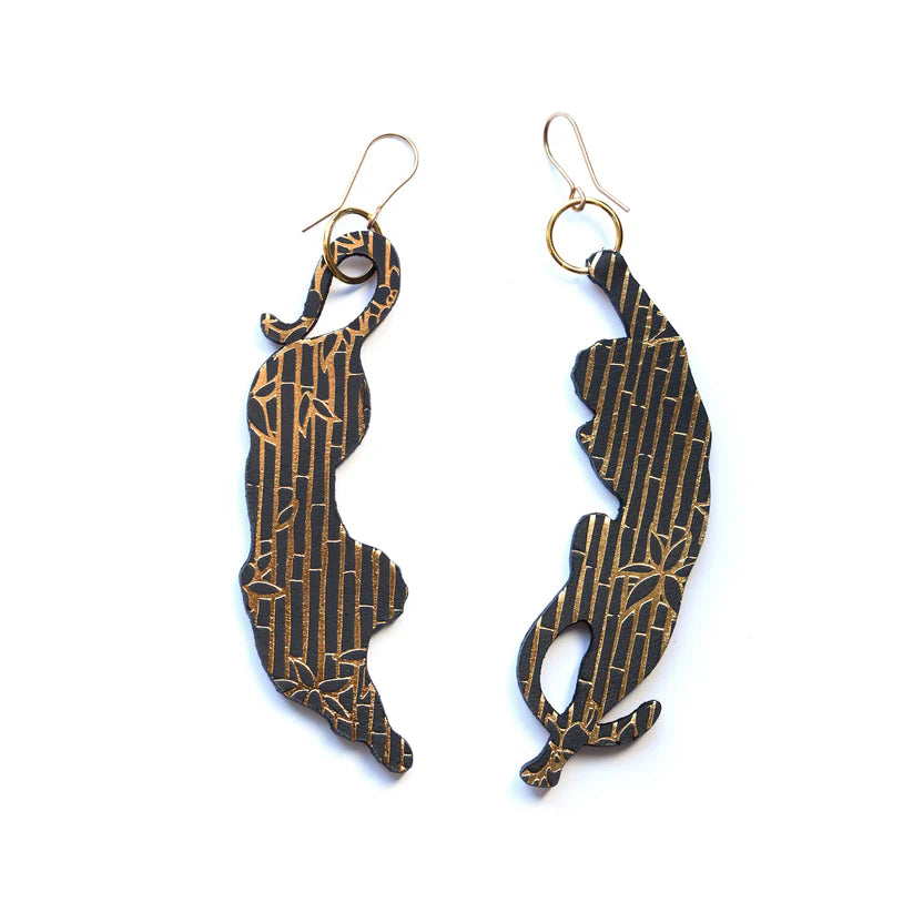 ROSITA BONITA - Exotica Leaping Tiger Earrings - cool blue