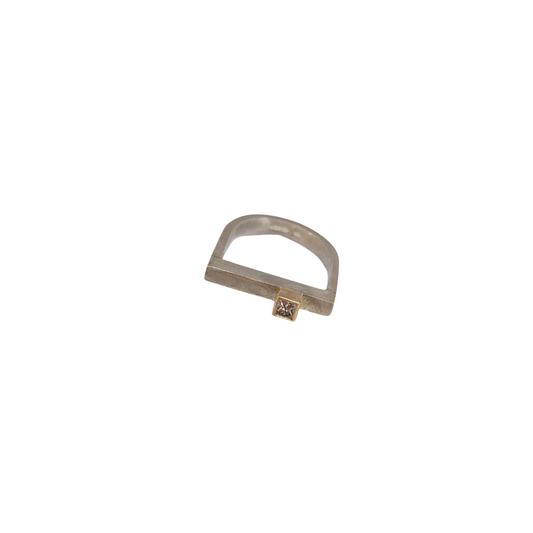 LUCY BURKE - D ring slim silver with brilliant white diamond