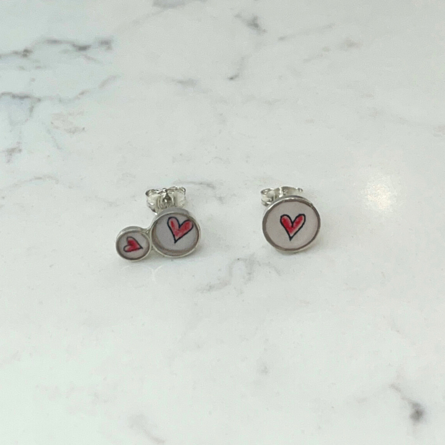 CLARE COLLINSON - Offset Sterling Silver Studs - Hearts