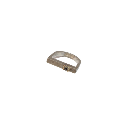 LUCY BURKE - D ring slim silver with grey diamond