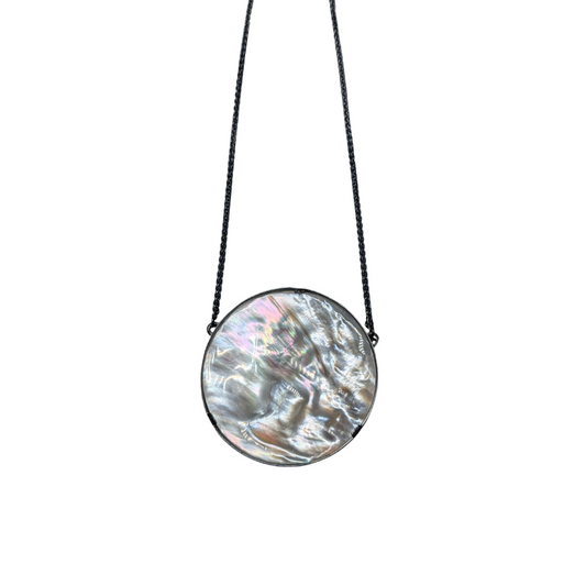 ANNE MORGAN - Mother of Pearl pendant on oxidised chain