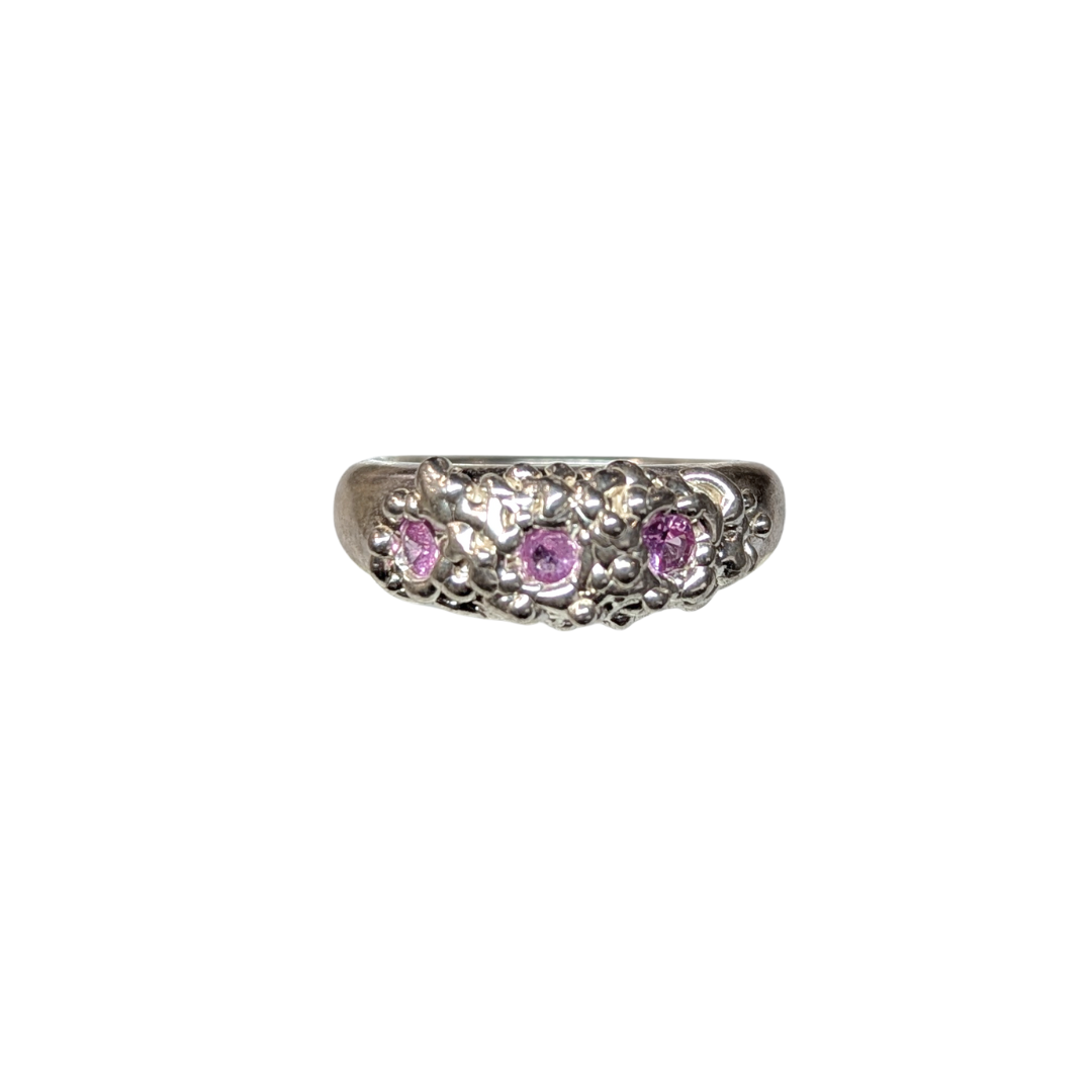 CLAIRE QUICK - Sterling Silver Bobble Ring with 3 pink sapphires