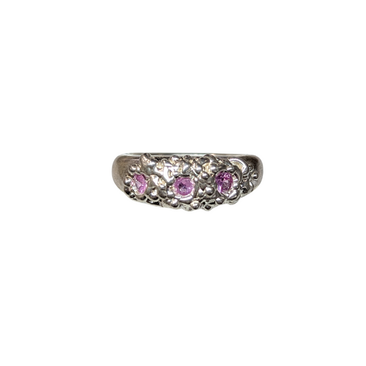 CLAIRE QUICK - Sterling Silver Bobble Ring with 3 pink sapphires