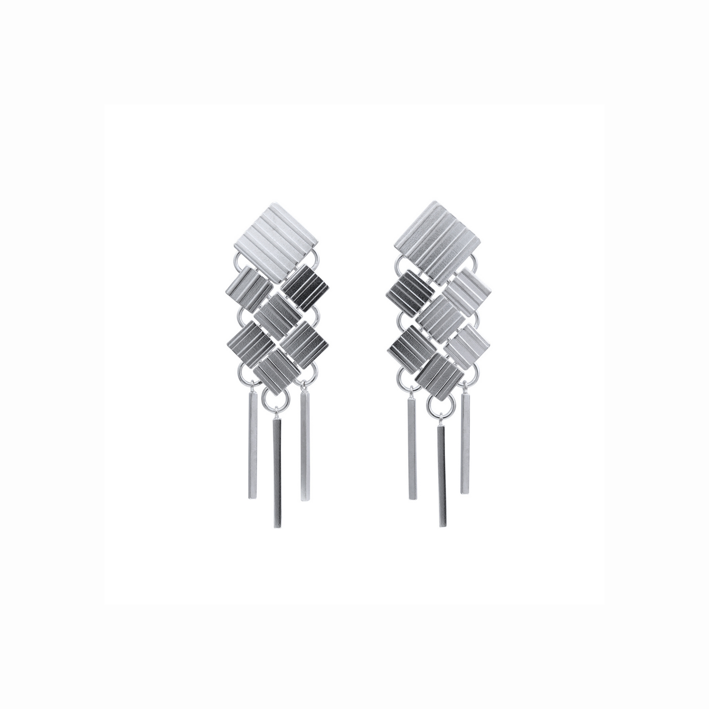 CARA TONKIN -  Metropolis Grid Drop Earrings- Silver