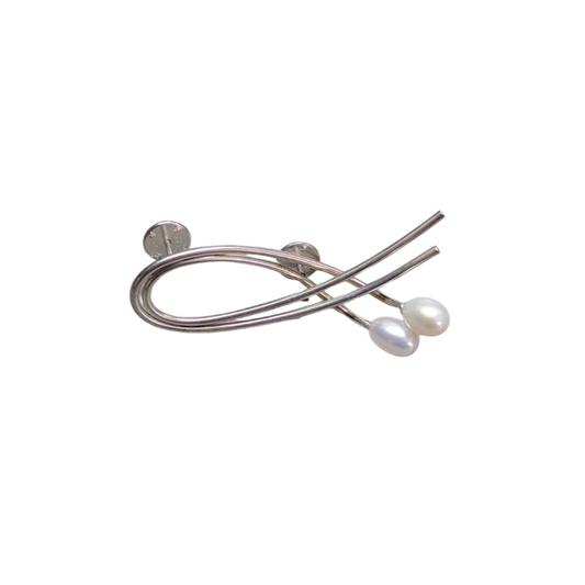 ANNE MORGAN - Double wire double pearl brooch