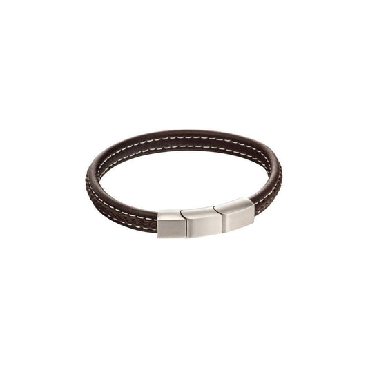 FRED BENNETT - Brown leather/ stainless steel bracelet