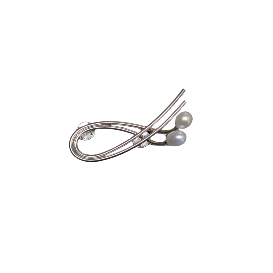 ANNE MORGAN - Double wire double pearl brooch