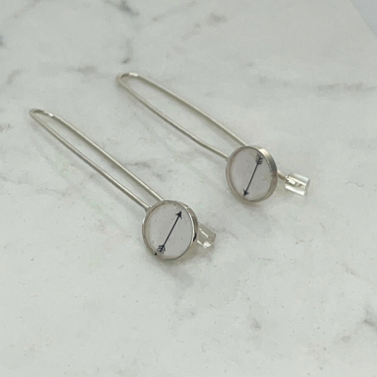 STORY AND STAR - Sterling Silver Arrow Drop Earrings
